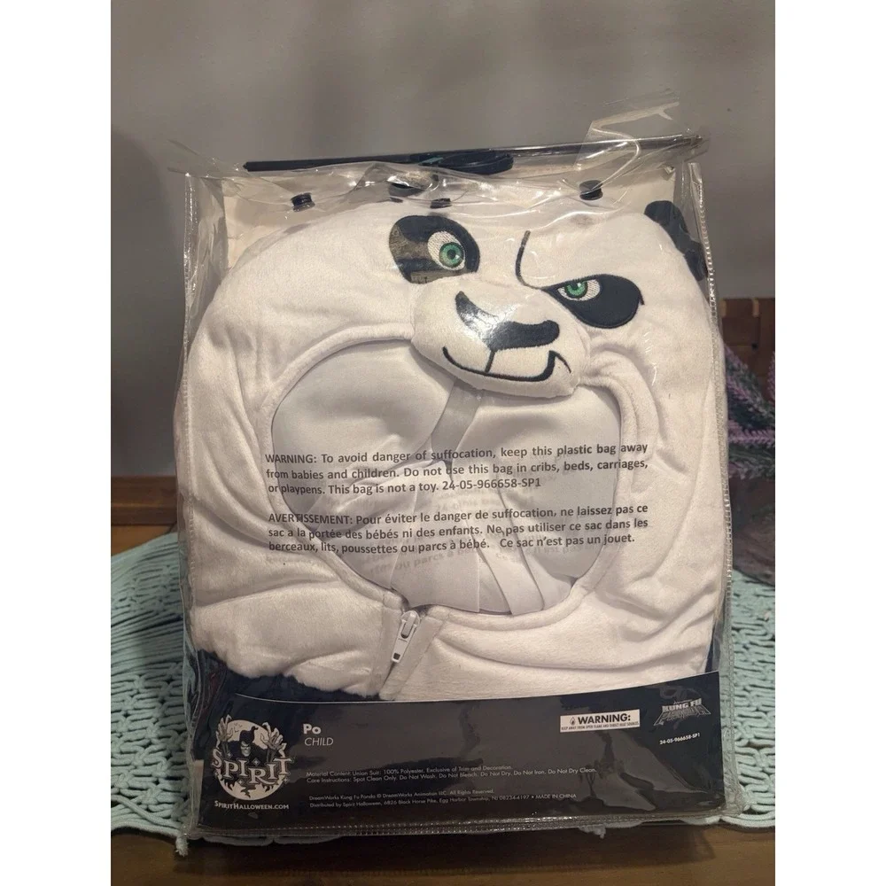 Spirit Kung Fu Panda Po Halloween Costume Child Large 12-14 Hooded Jumpsuit